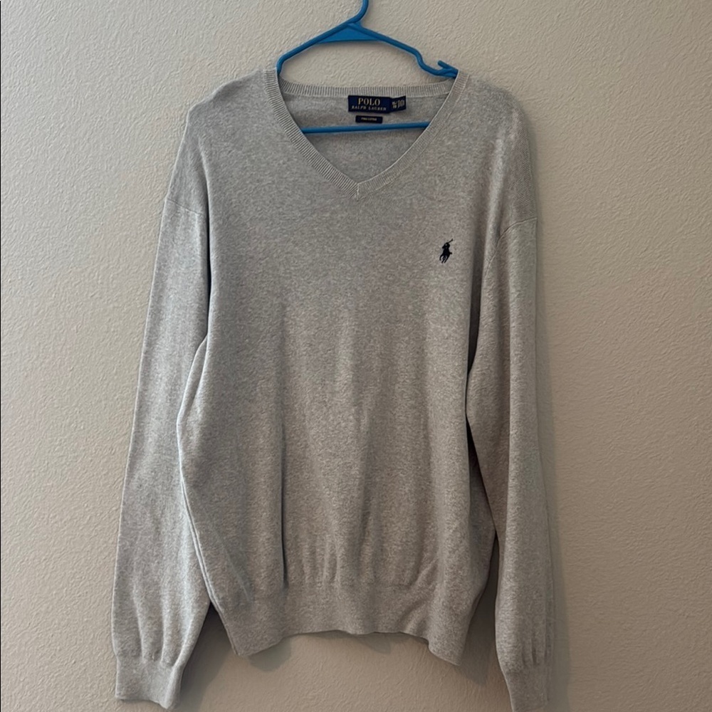 Polo by Ralph Lauren Gray V-Neck Sweater